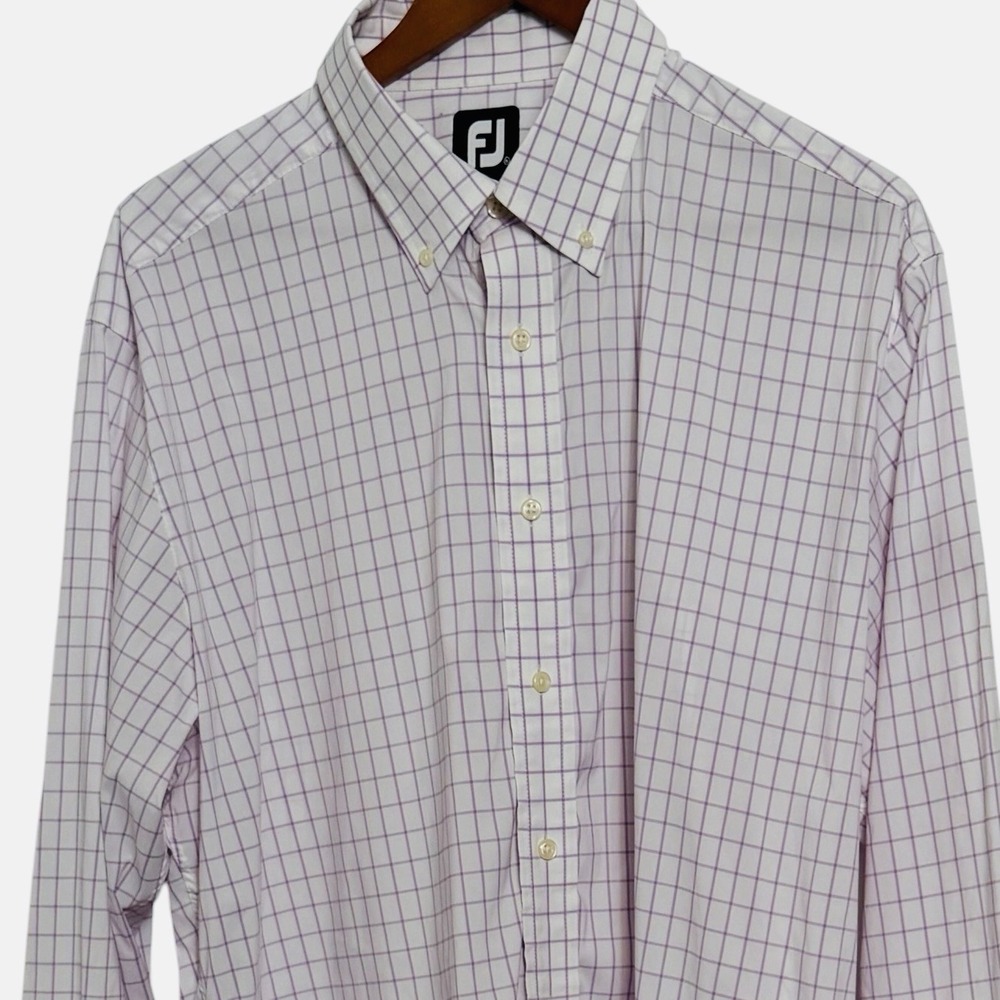 FootJoy Men's XL Long Sleeve Button Down Shirt Purple Grid Plaid Golf Casual